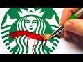 HORROR Artist vs FAMOUS LOGOS ✍️ (Drawing STARBUCKS, KFC + More In SCARY Styles)