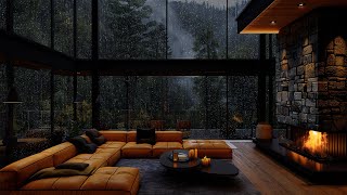 Soothing Rain and Fireplace by the Window for Stress Relief and Sound Sleep