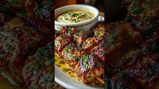 Juicy Garlic Butter Chicken Skewers with Creamy Dip 🔥🍗