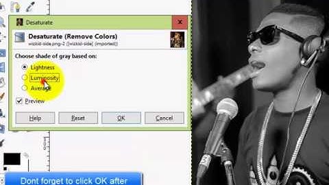 how to grayscale an image using gimp