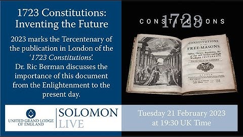 Solomon Live - 1723 Constitutions: Inventing the Future