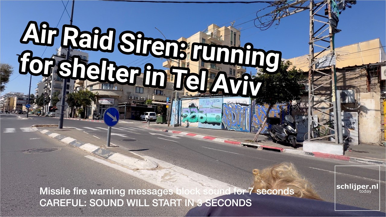 Air raid siren, running for shelter in Tel Aviv