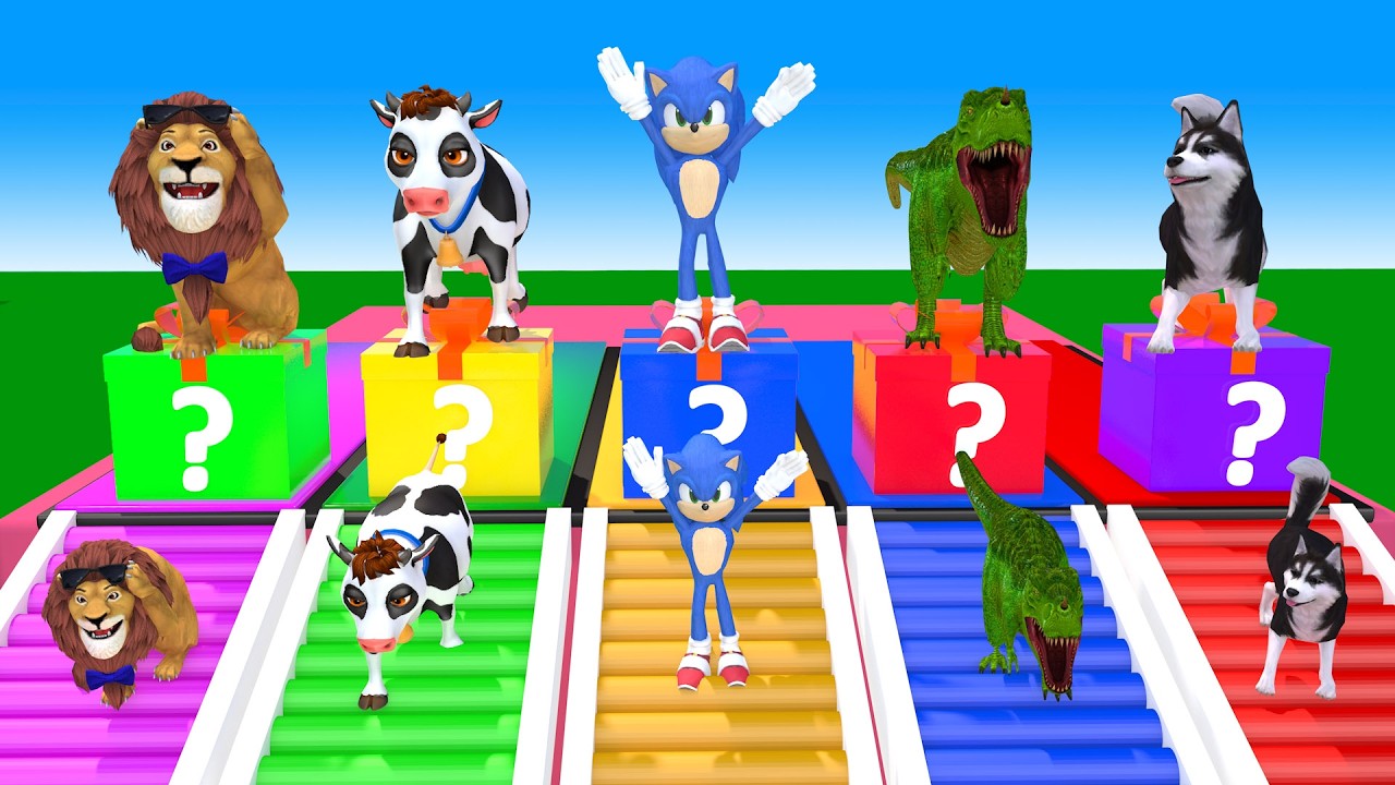 Long Slide Game With Cow Elephant Gorilla Hippopotamus Tiger 3d Animal Game Funny 3d Animals