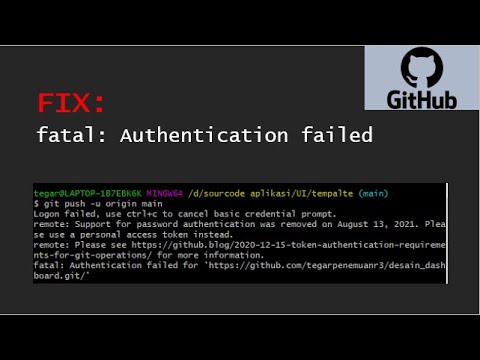 fix error fatal:authentication failed push github