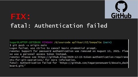 fix error fatal:authentication failed push github