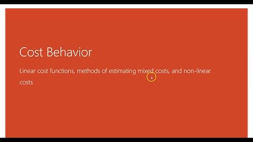 Cost Behavior