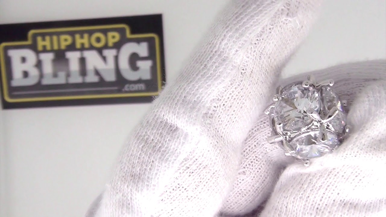 3D CZ Diamond Rhodium Bling Bling Solitaire Pendant MBP1042R