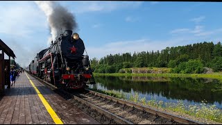[Карелия] Паровозы Л-3114 и Л-3313 с поездом Сортавала - Горный парк Рускеала
