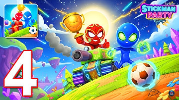 Stickman Party - Gameplay Walkthrough Part 4 - Tournament Mode 1 2 3 4 Players Free New MiniGames