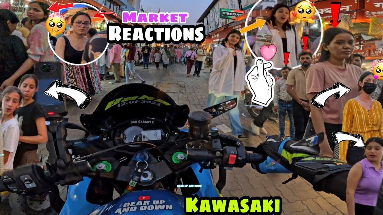 First Time Kawasaki Night Market Reactions💘 Cutegirl Reaction on Superbike in India 💖