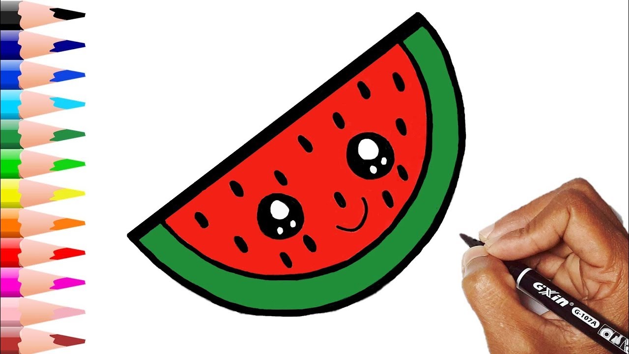 Draw So Cute Watermelon How To Draw Watermelon Slice Cute Koriskado