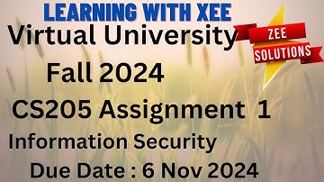 CS205 Information Security Assignment 1 Fall 2024 Virtual University of Pakistan
