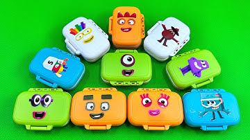 Making Rainbow SLIME with Numberblocks in Mini Pill Boxes Coloring! ASMR