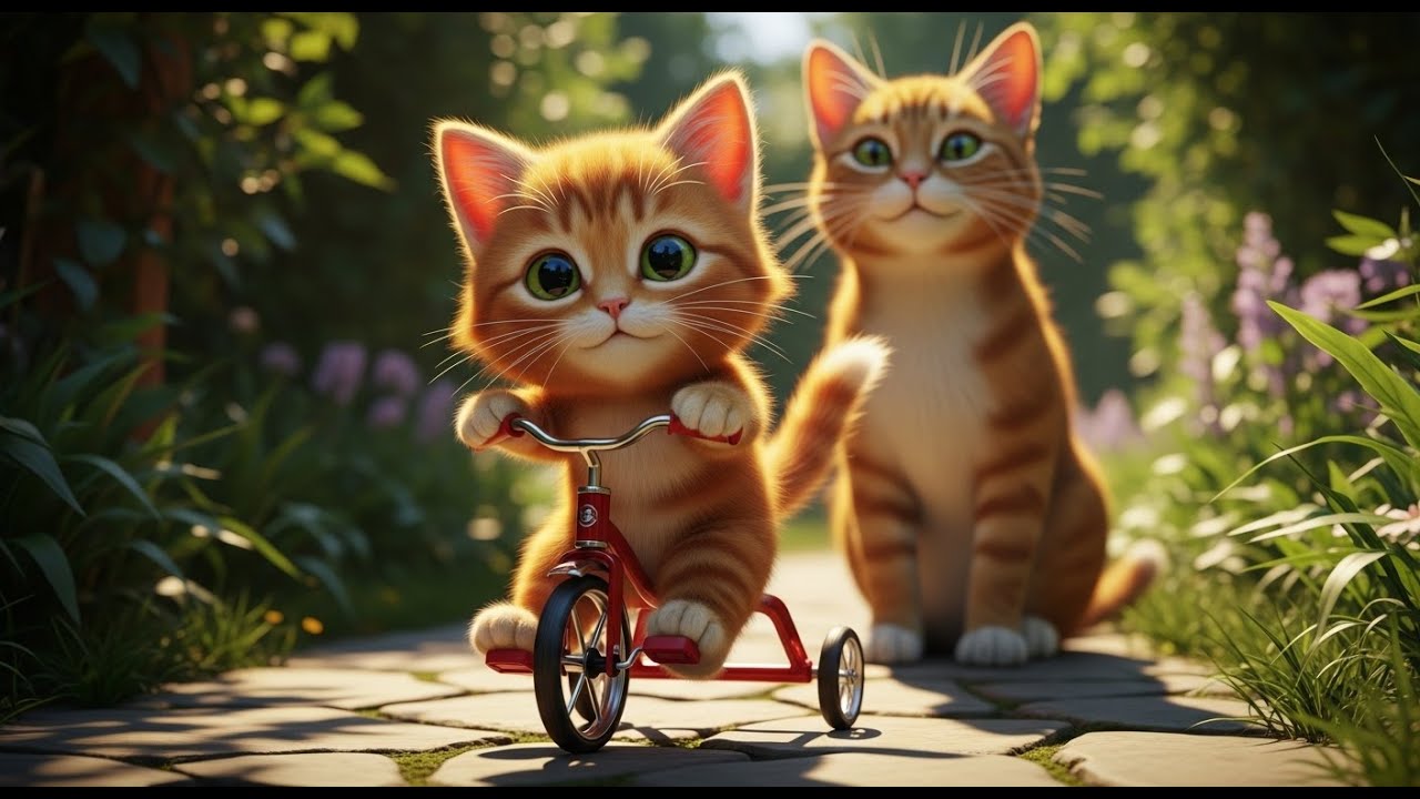 Kitten Learns to Ride a Tricycle So Cute!