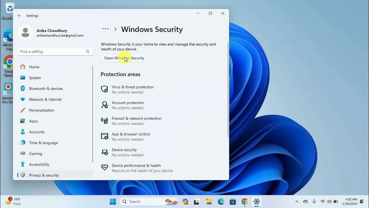How to turn off turn on virus threat protection in windows 11