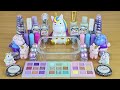 UNICORN SLIME Mixing makeup and glitter into Clear Slime Satisfying Slime Videos