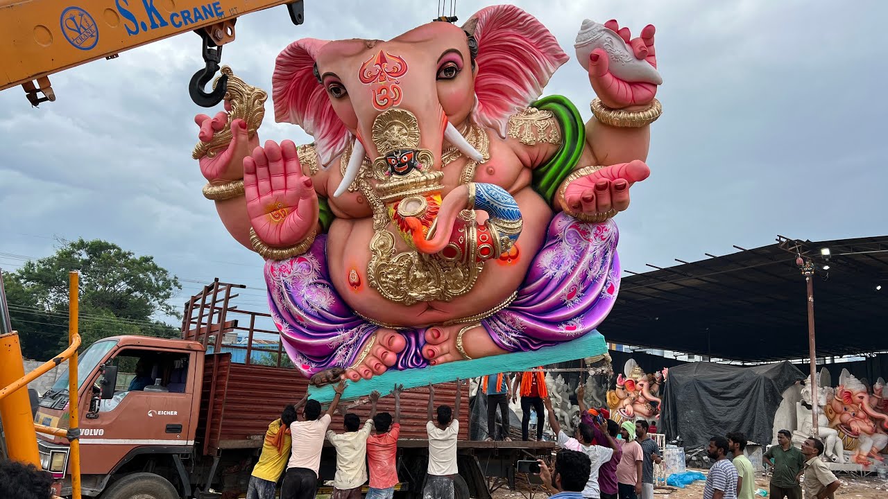Nirmal Biggest Ganesh Aagman 2024 | Biggest Ganesh idol Transporting From Laxmiguda To Nirmal