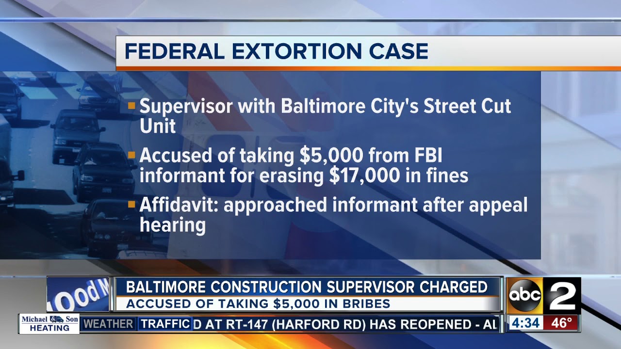 Baltimore construction supervisor charged with taking bribes