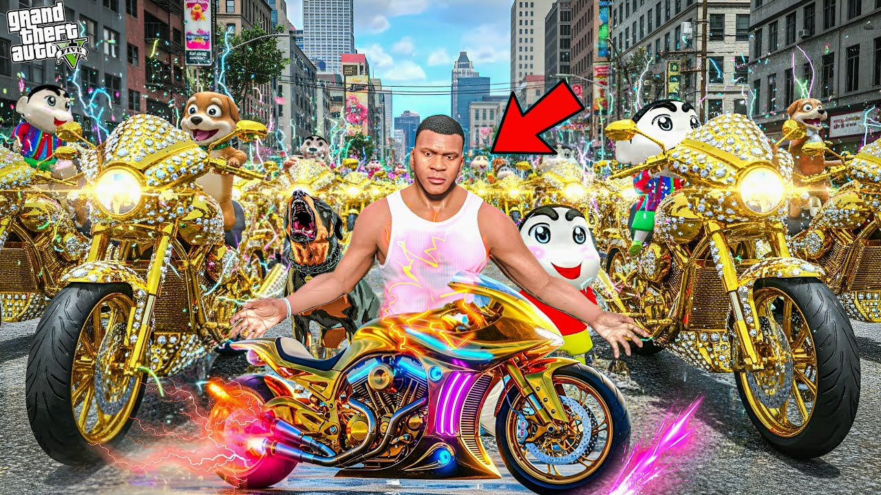 GTA 5: Franklin And Shinchan & Pinchan Stealing Rare Golden Superbikes in GTA 5! Bangla Gameplay