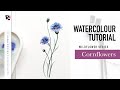 How to Paint Cornflowers - Loose Watercolour Wild Flowers Tutorial