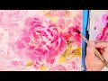 How to paint beautiful peonies with watercolor 不打草稿花牡丹
