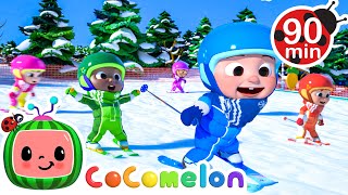 Snow Ski Race Song | Cocomelon | 🔤 Moonbug Subtitles 🔤 | Learning Videos