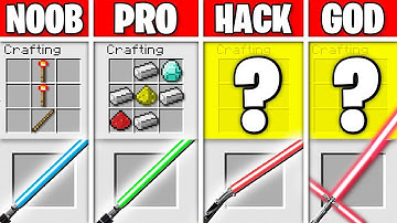 Minecraft: STAR WARS LIGHTSABER CRAFTING CHALLENGE - NOOB vs PRO vs HACKER vs GOD in Minecraft
