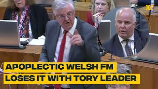 Apoplectic Welsh First Minister loses it with Tory leader