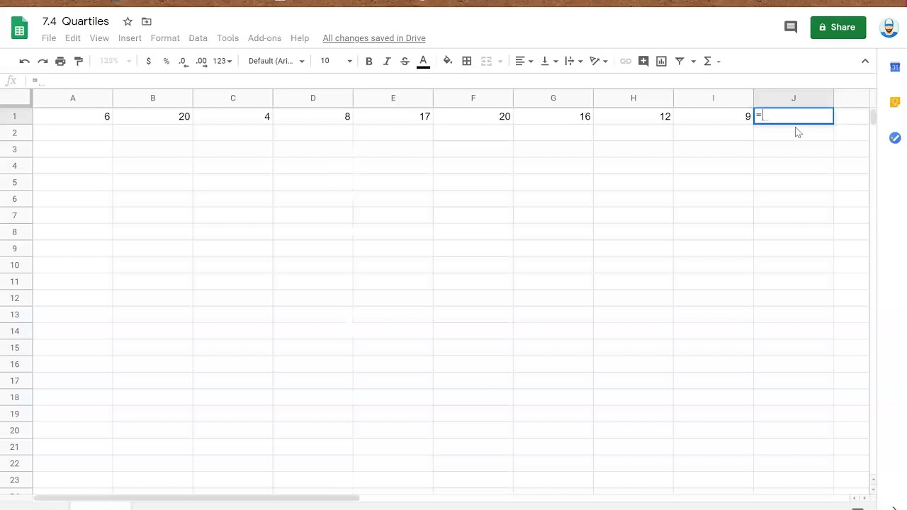 Quartiles On Google Sheets YouTube