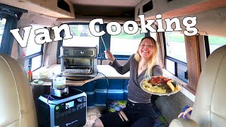 Cooking Air Fried Tamales in my VAN (testing Bluetti power station & review)