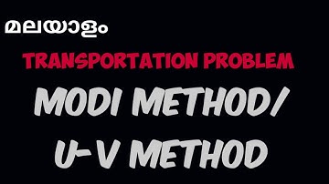 PART-4 MODI METHOD/U-V METHOD- TRANSPORTATION PROBLEM