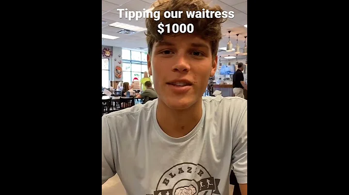 Tipping our waitress $1000!