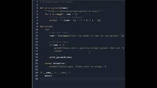 How to print Pyramid Build Stunning Star Pyramids in Python | Easy Input Validation &Creative Coding