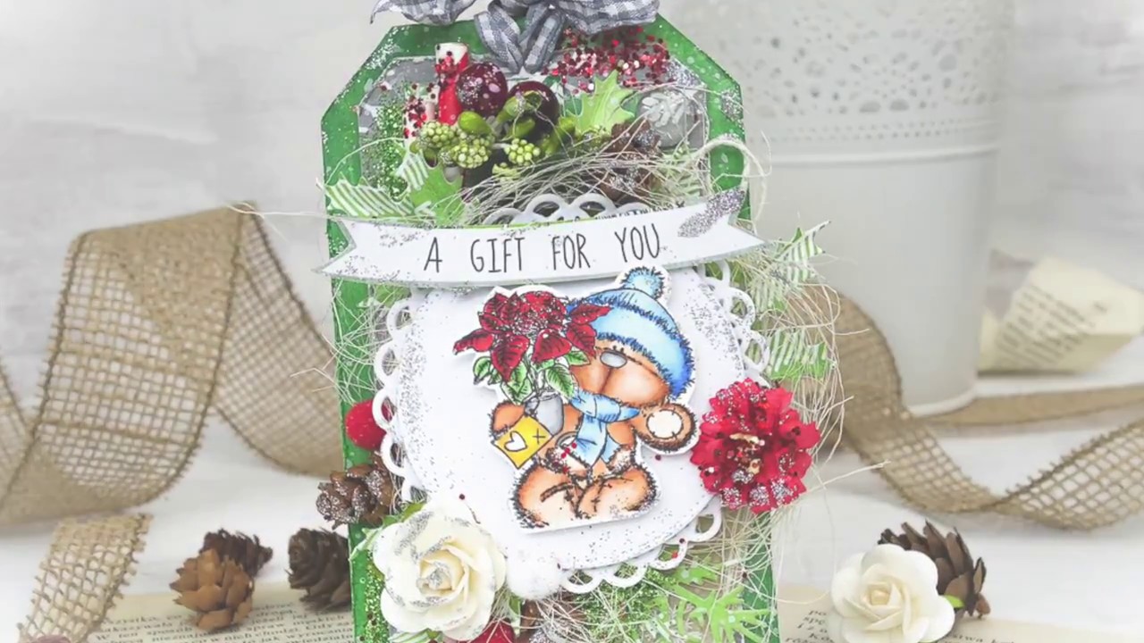 Mixed Media Christmas Tag tutorial / Kurs na mediowy tag świąteczny by ...