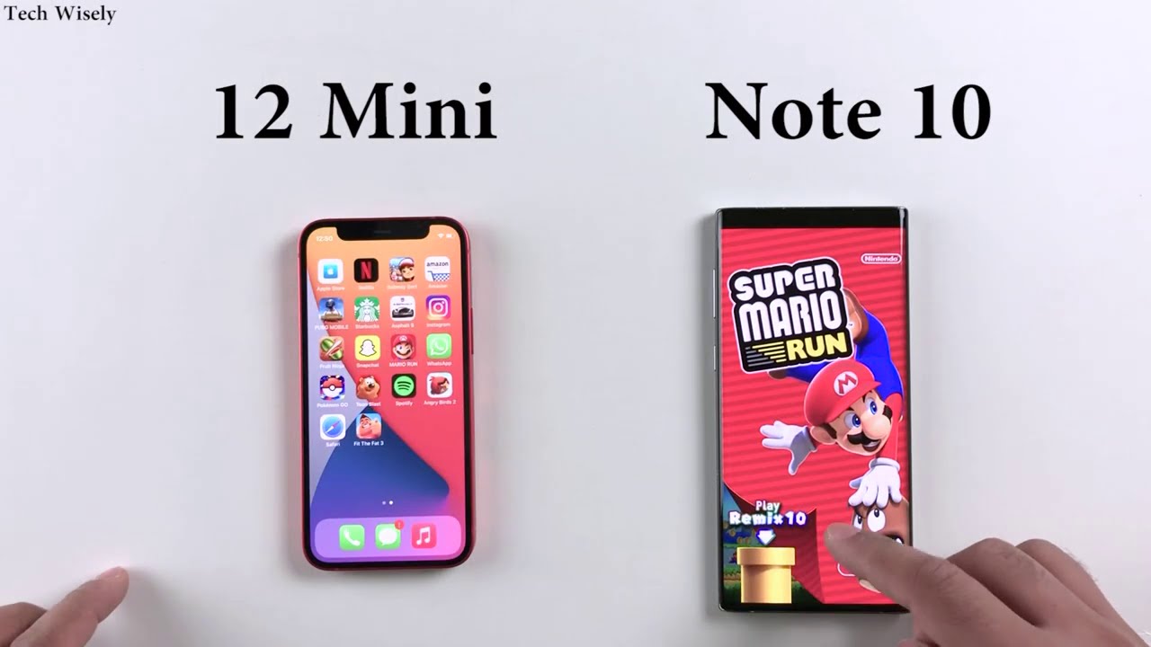 Iphone 12 Mini Vs Note 10 Speed Test Size Comparison Ram Management Youtube