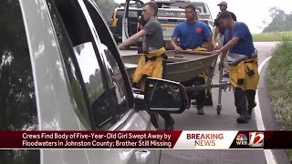 North Carolina rescue crews find body of  5-year-old girl swept away in floodwaters, boy still mi...