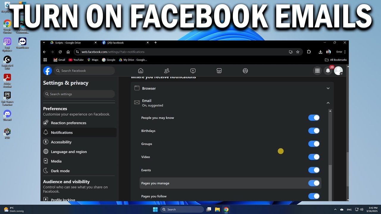 How To Enable Email Notifications From Facebook - Easy Fix - YouTube