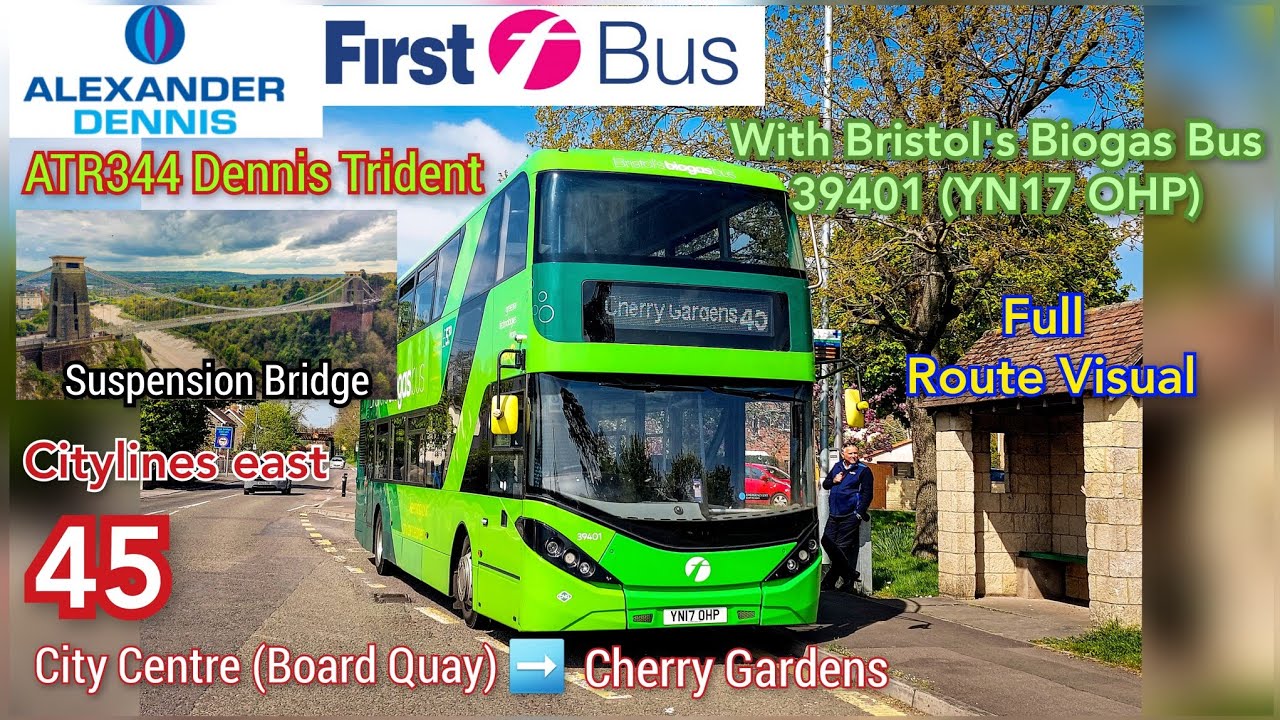 UK: [First Bristol]Citylines East 45 City Centre➡️Cherry Gardens ATR344 Dennis Trident