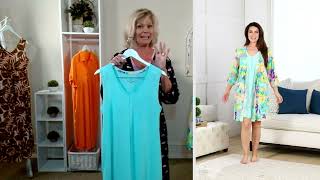 Cuddl Duds Cool and Airy Making Waves Tank Dress and Wrap Set on QVC