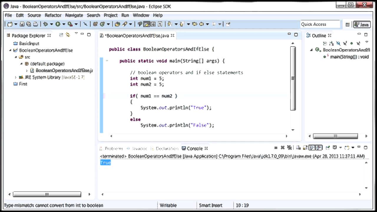 How to Java: Boolean Opterators & if / else