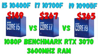 Intel core i5 10400F vs core i7 10700F vs core i9 10900F gaming benchmark