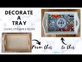 Decorate a tray using vinyl sticker  resin  diy   simplypretty creations 