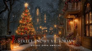 A Street Snowy Victorian Christmas Toward Castle Old | Christmas Dark Academia Winter Piano Ambience