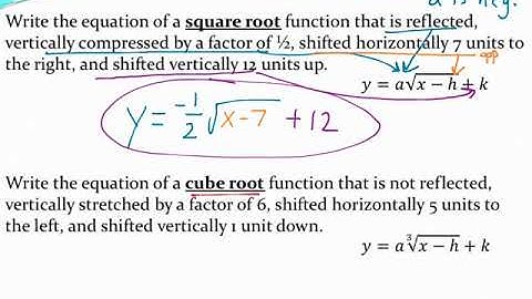 Writing the equation of a square root and cube root function using transformations