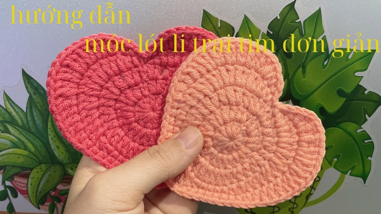 hướng dẫn móc lót li hình trái tim đơn giản cho người mới| crochet  heart coaster tutorial