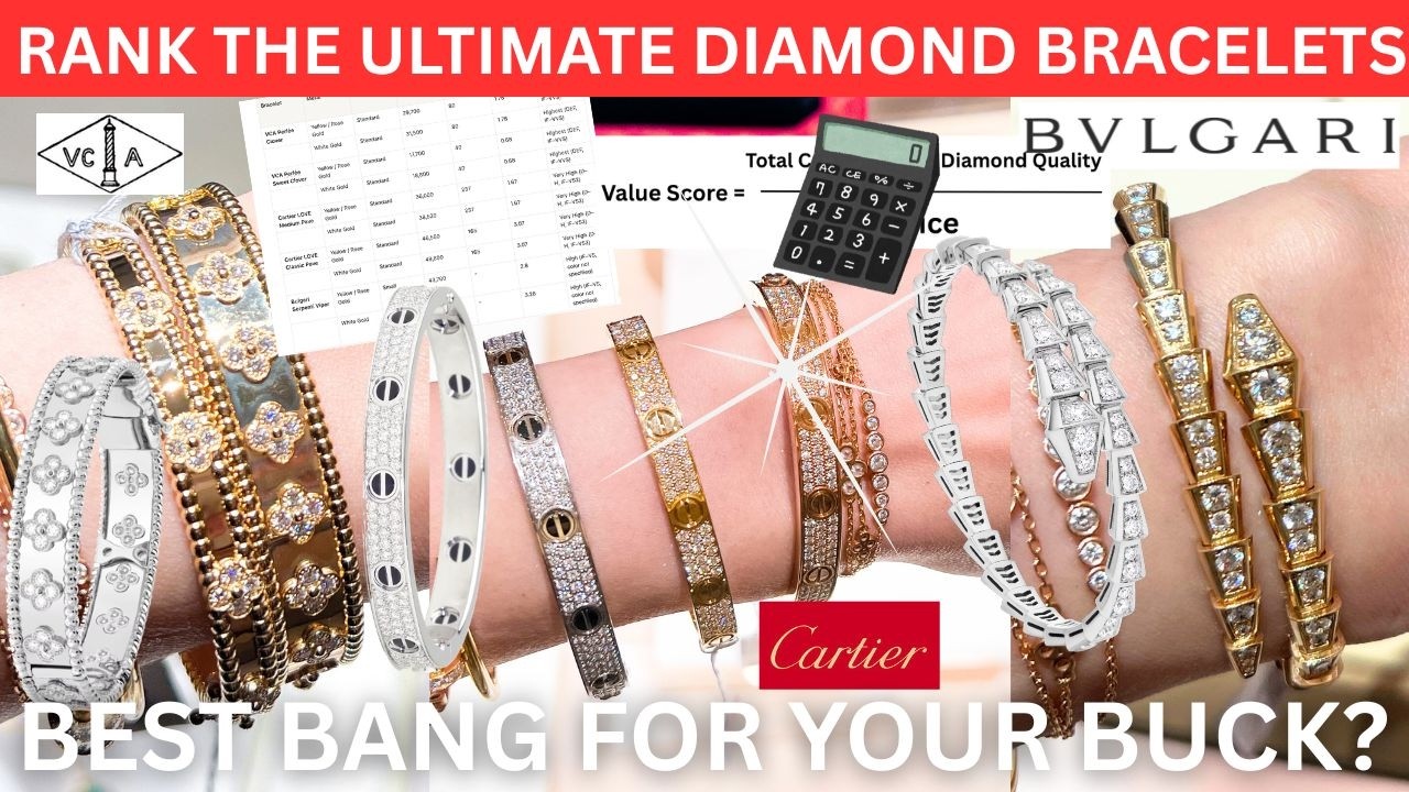 RANK VCA CARTIER BULGARI PAVE DIAMOND BRACELETS w price |ultimate cartier pave love, pave perlee etc