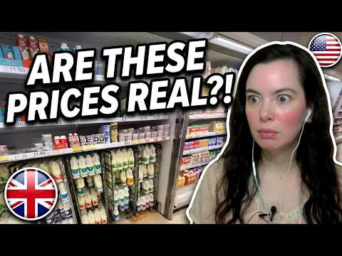 London Prices are like THIS?! Shocked by UK grocery prices! Supermarket Tour | American Reacts