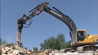 Rock Being Broken Up Into Pieces By A Hydraulic Rock Ram