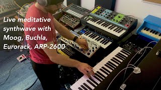 Live meditative cinematic Tangerine Dream inspired synthwave, eurorack, ARP-2600, Moog, OB-6, Buchla