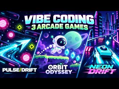 Vibe Coding 3 Arcade Games | Pulse Drift, Orbit Odyssey & Neon Drift | SteamWorks Academy